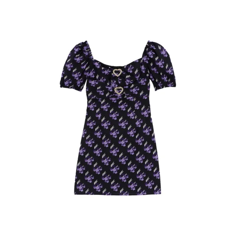 Bebe Short Sleeved Dress Women's Floral Black-0