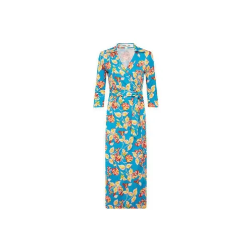 DVF 블루 여성 긴팔 원피스