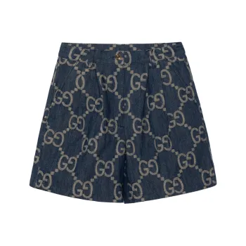 GUCCI Women's Jumbo Gg Denim Shorts Blue/Ivory