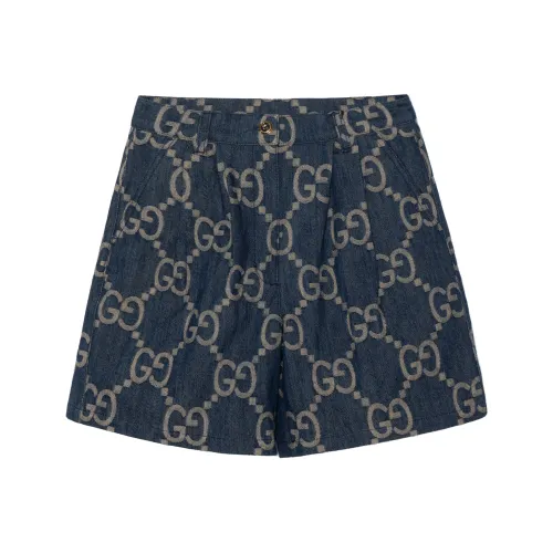 GUCCI Women's Jumbo Gg Denim Shorts Blue/Ivory