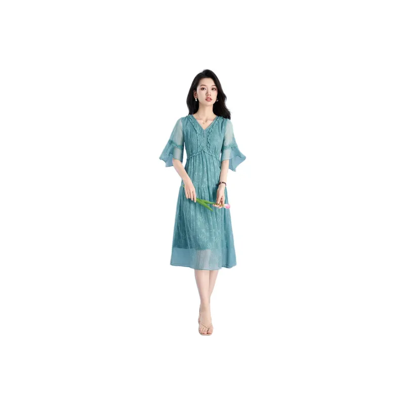 Mylan Short Sleeved Dresses Women's Blue-0