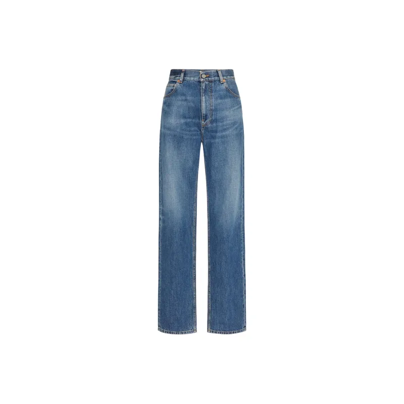 Valentino Logo Patch Straight Leg Jeans-0