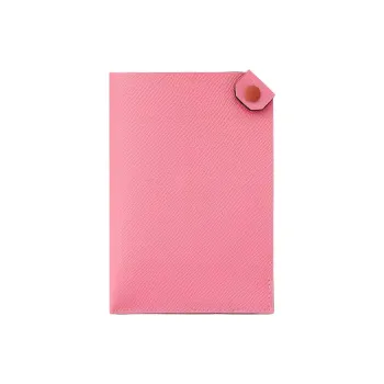 HERMES Tarmac Calfskin Passport Holder Wallet Women's Rose Pink/Brick Red