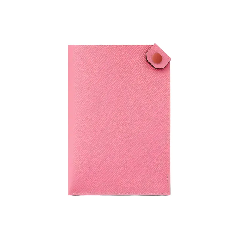 HERMES Tarmac Calfskin Passport Holder Wallet Women's Rose Pink/Brick Red-0