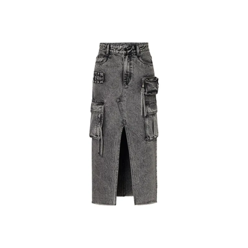 MOCO Denim Long Skirt Women's Black-0