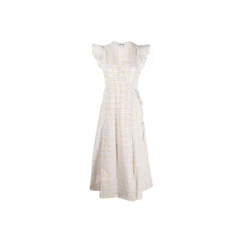 GANNI Sleeveless Dresses Women's Light Khaki