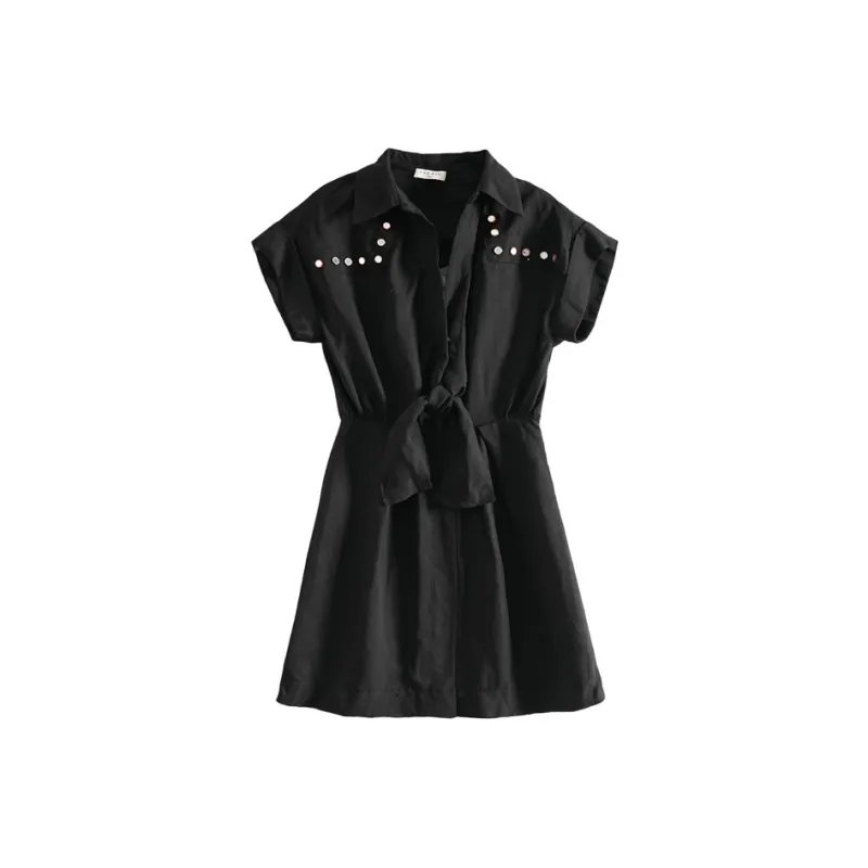 Sandro Short Sleeved Dress Women's Black-0