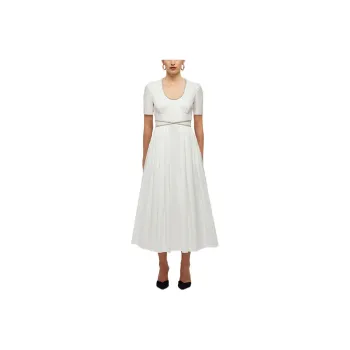 Self portrait Short Sleeved Dress Women's Pure White