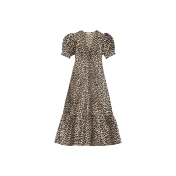 GANNI Short-Sleeved Dresses Women's Brown