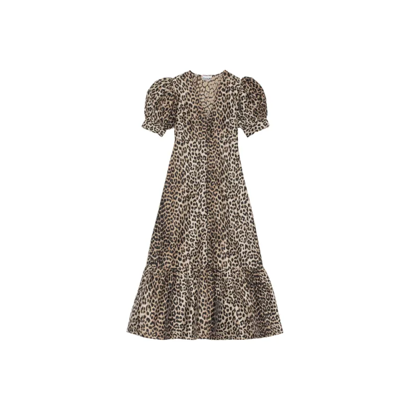 GANNI Short-Sleeved Dresses Women's Brown-0