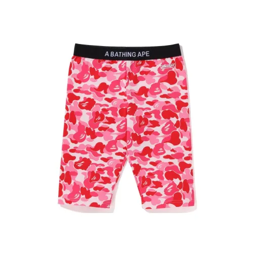 A BATHING APE Women'ss Abc Camo Biker Shorts Pink