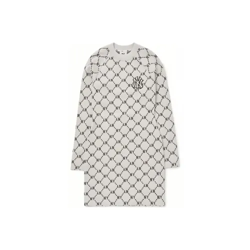 MLB Old Flower Long Sleeved Dresses Women's White
