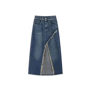 Garbege Denim Long Skirts Women's Blue
