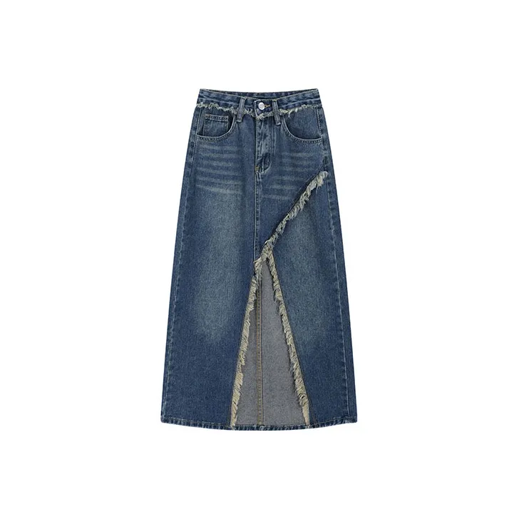 Garbege Denim Long Skirts Women's Blue-0