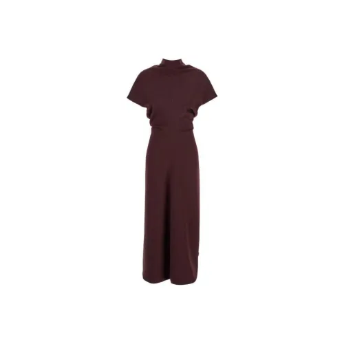 BE PLAIN Short Sleeved Dress Women's Bordeaux Red