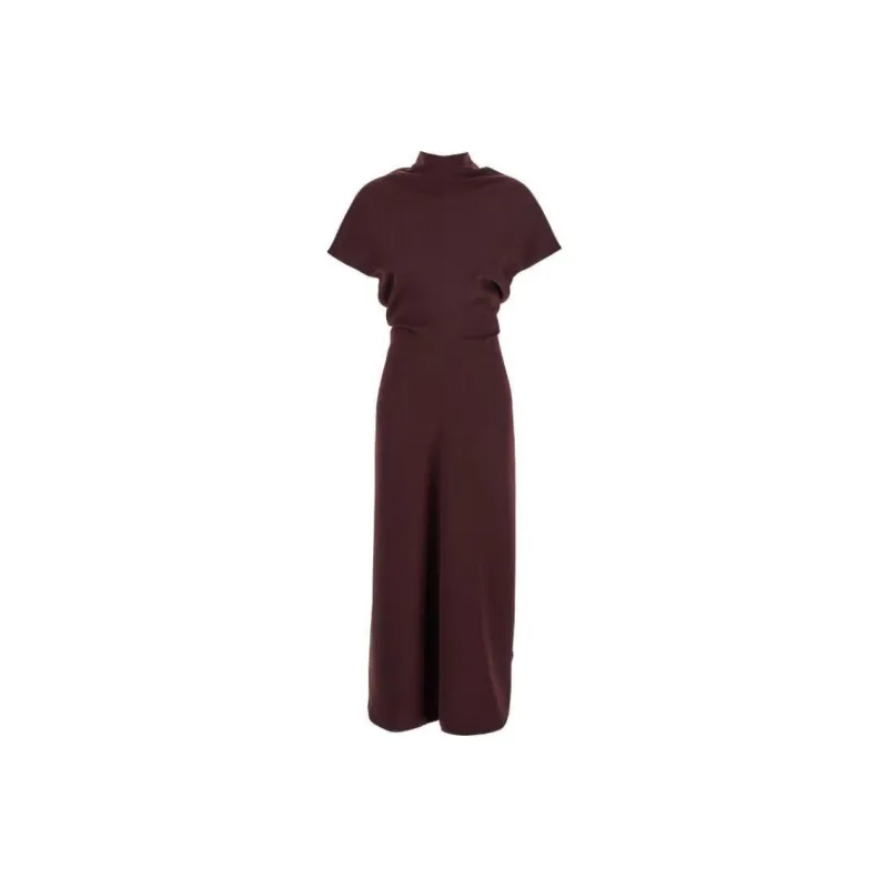 BE PLAIN Short Sleeved Dress Women's Bordeaux Red-0