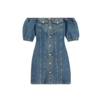 CELINE Lolita Buttoned Off Shoulder Dress