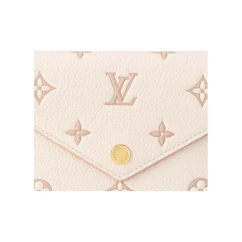 LOUIS VUITTON Victorine Embossed Grain Cow Leather Wallet Women's Pink-5