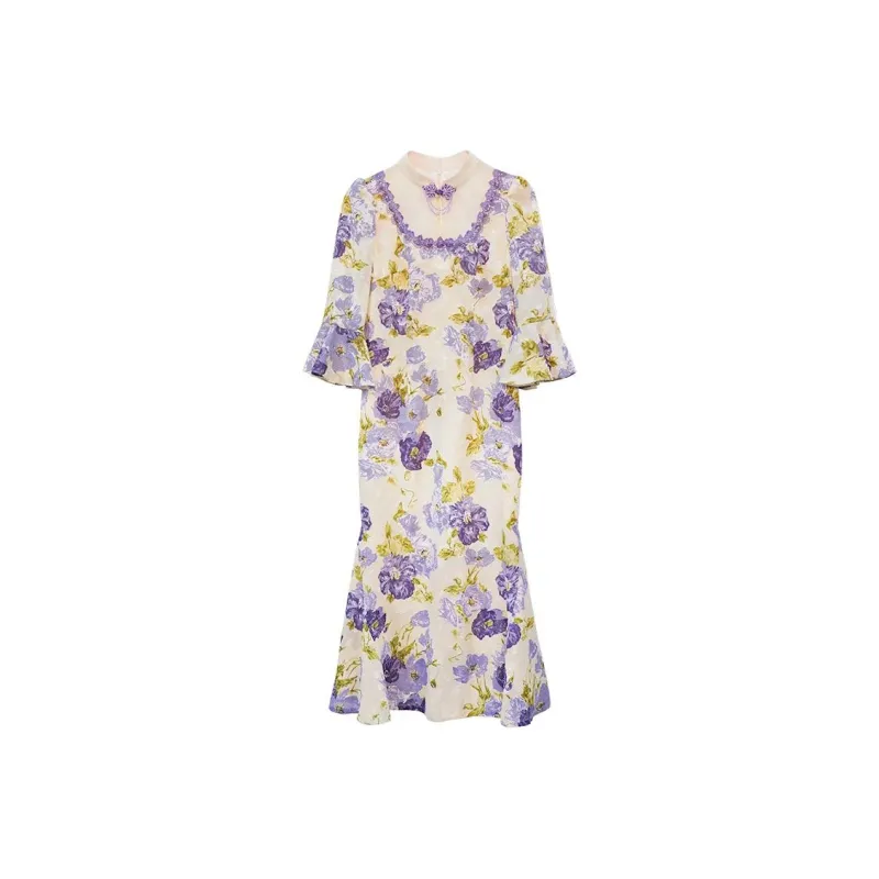 Shimiko Long-Sleeved Dresses Women's Purple Filigree Dust-0