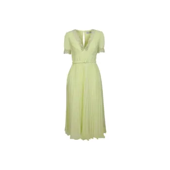 Self-portrait V-Neck Pleated Midi Dress