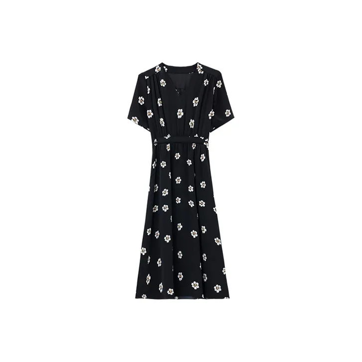 HUASJ Short Sleeved Dresses Women's Black-0