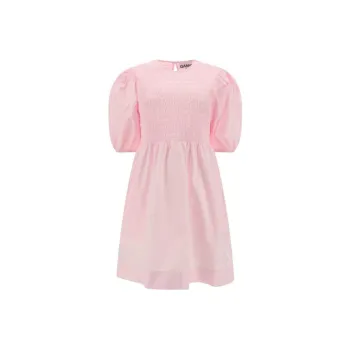GANNI Poplin Short-Sleeved Dresses Women's Pink