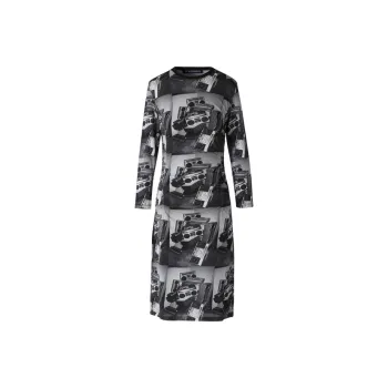 III VIVINIKO Long Sleeved Dress Women's Black Gray With Print