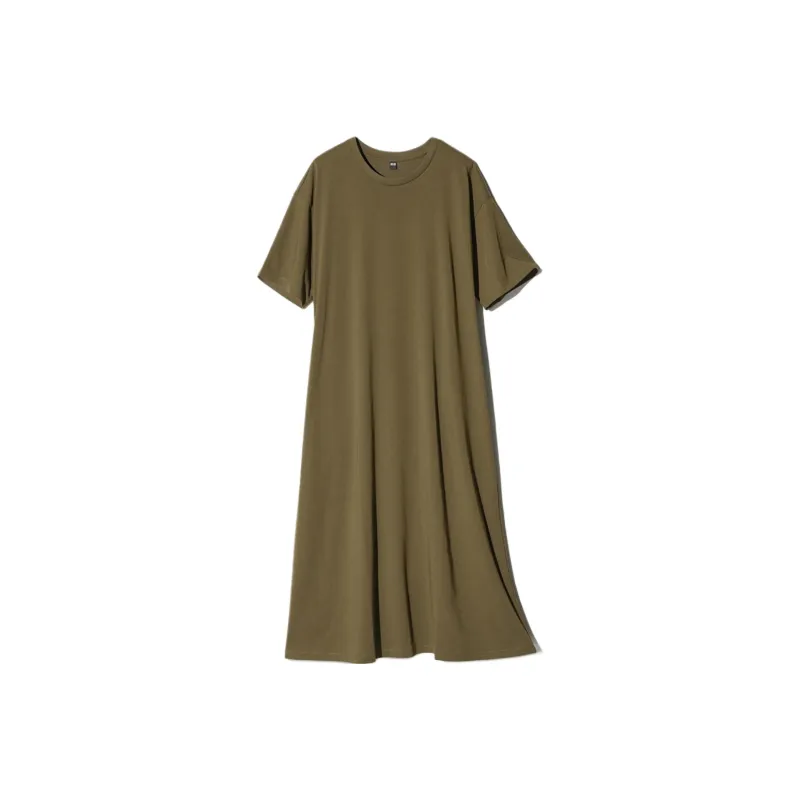 UNIQLO AIRism Mesh Series Short Sleeved Dress Women's Olive-0