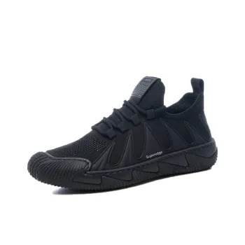 SUPEREDGE Breathable Lightweight Rebound Low Top Casual Shoes Men's Black