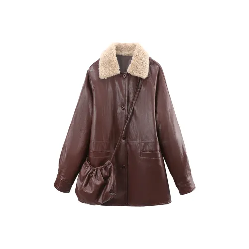 A Paradise For Awakening Puffer Jacket Women's Red Brown