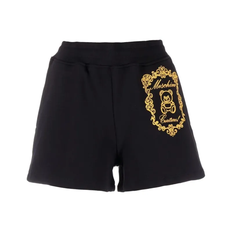 MOSCHINO Logo Embroidered Elastic Waistband Shorts-0