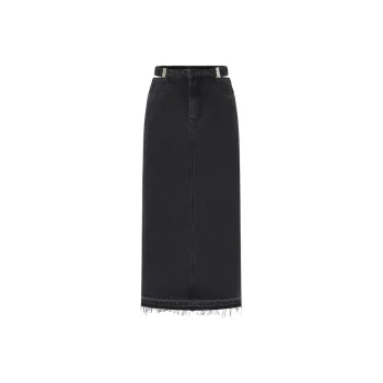 MO&CO Denim Long Skirts Women's Denim Black