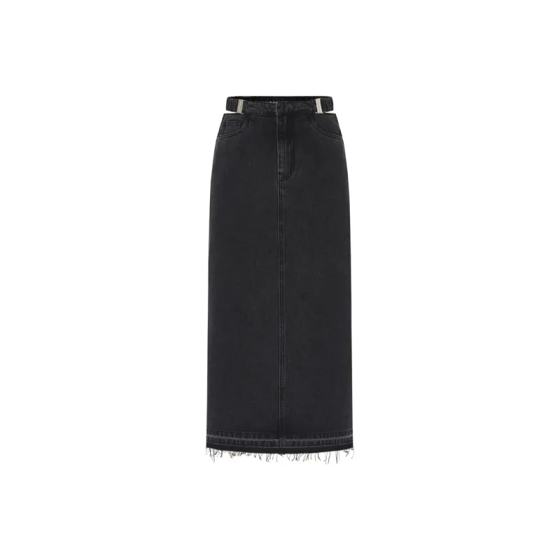 MO&CO Denim Long Skirts Women's Denim Black-0