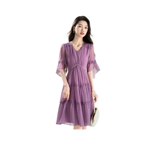 Mylan Short Sleeved Dress Women's Purple