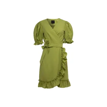 LOFT SHINE Ruffle Hem Dress Green
