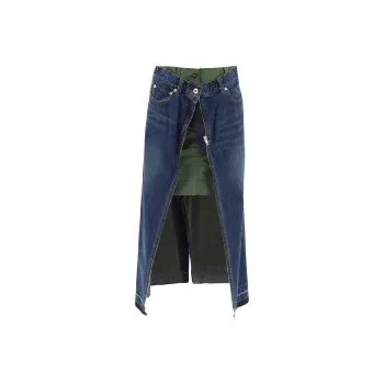Sacai Denim Long Skirts Women's Blue