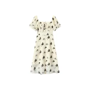 EICHITOO Short Sleeved Dress Women's Ecru Pattern