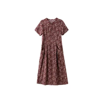 Mapping Short Sleeved Dresses Women's Burgundy