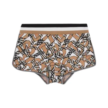 Burberry Monogram Casual Wool Blend Shorts Beige/White