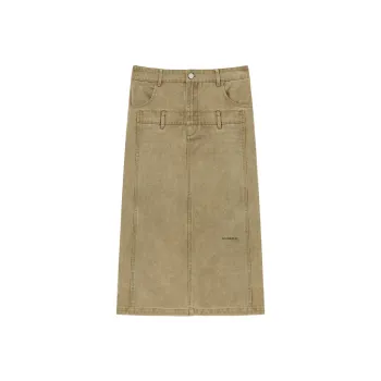 NO ONE ELSE Denim Long Skirts Women's Mustard Green