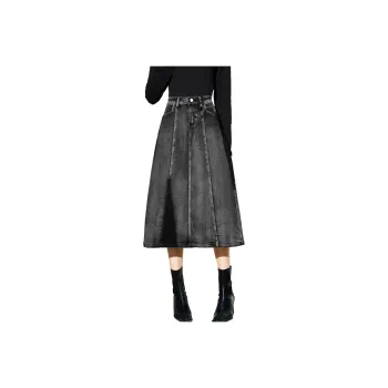 SMEN Denim Long Skirts Women's Black