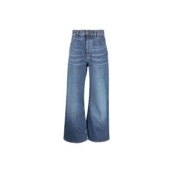 Chloé Logo Embroidered Wide Leg Jeans
