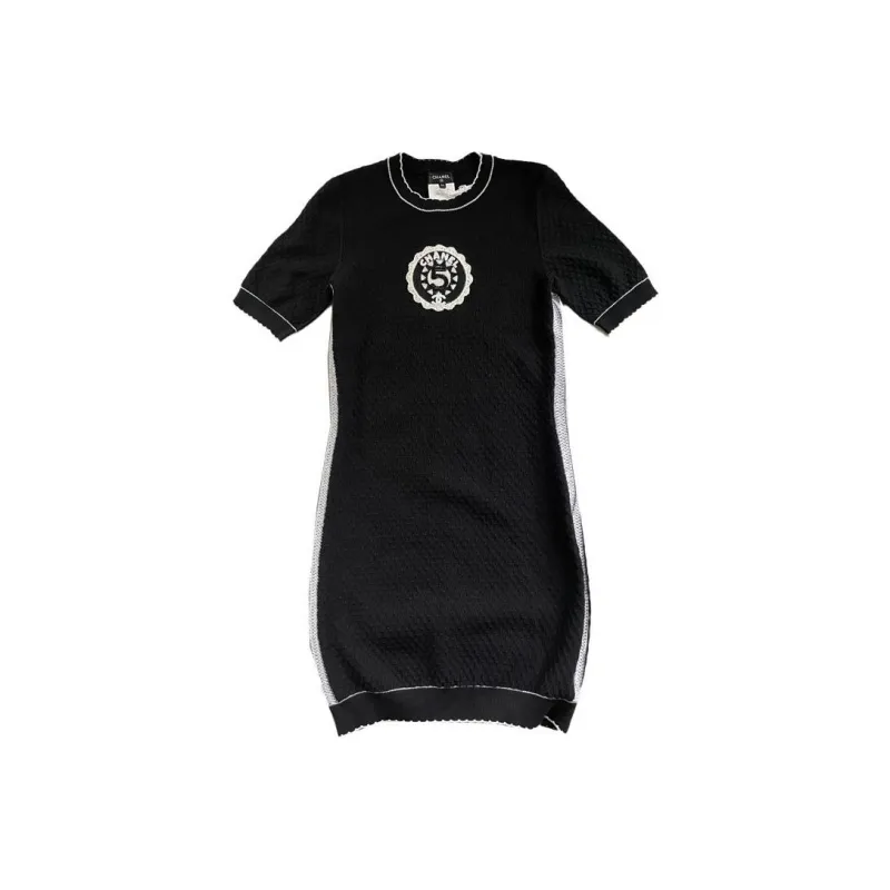 CHANEL 1986 1988 Nº5 Intarsia knit Dress-0
