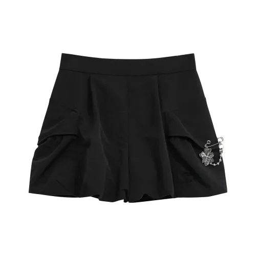 ZINGME 블랙 여성 캐주얼 반바지