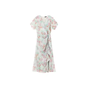 NINE WEST Short Sleeved Dress Women's Purple Flower
