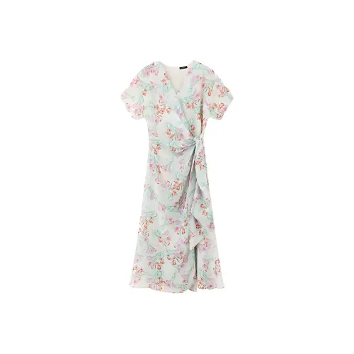 NINE WEST Short Sleeved Dress Women's Purple Floral