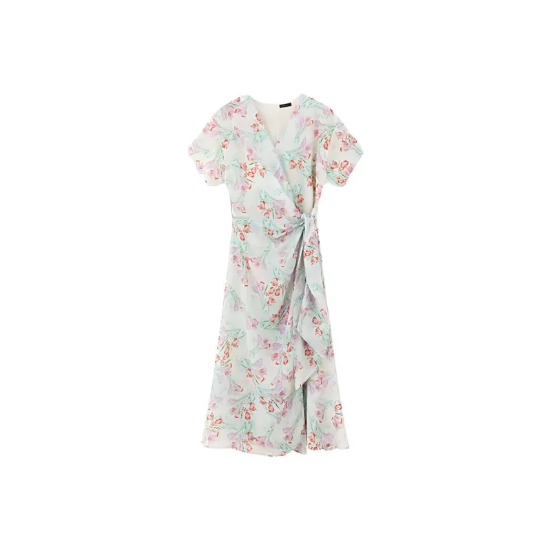 NINE WEST Short Sleeved Dress Women's Purple Floral-0