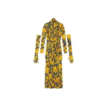 Balenciaga SS22 Long-Sleeved Dresses Slim Fit Women's Multicolor