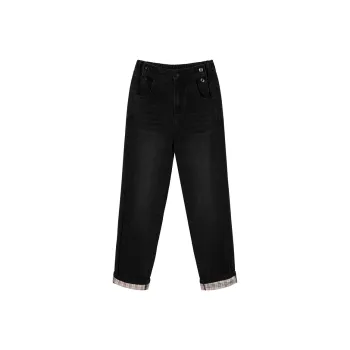 MEETLADY Straight Jeans Women's Black Gray Color