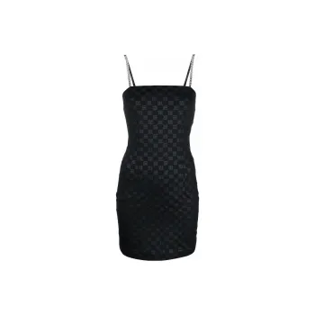 Misbhv All Over Logo Spaghetti Chain Strap Mini Dress